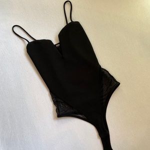 (Size: S) One piece black bodysuit